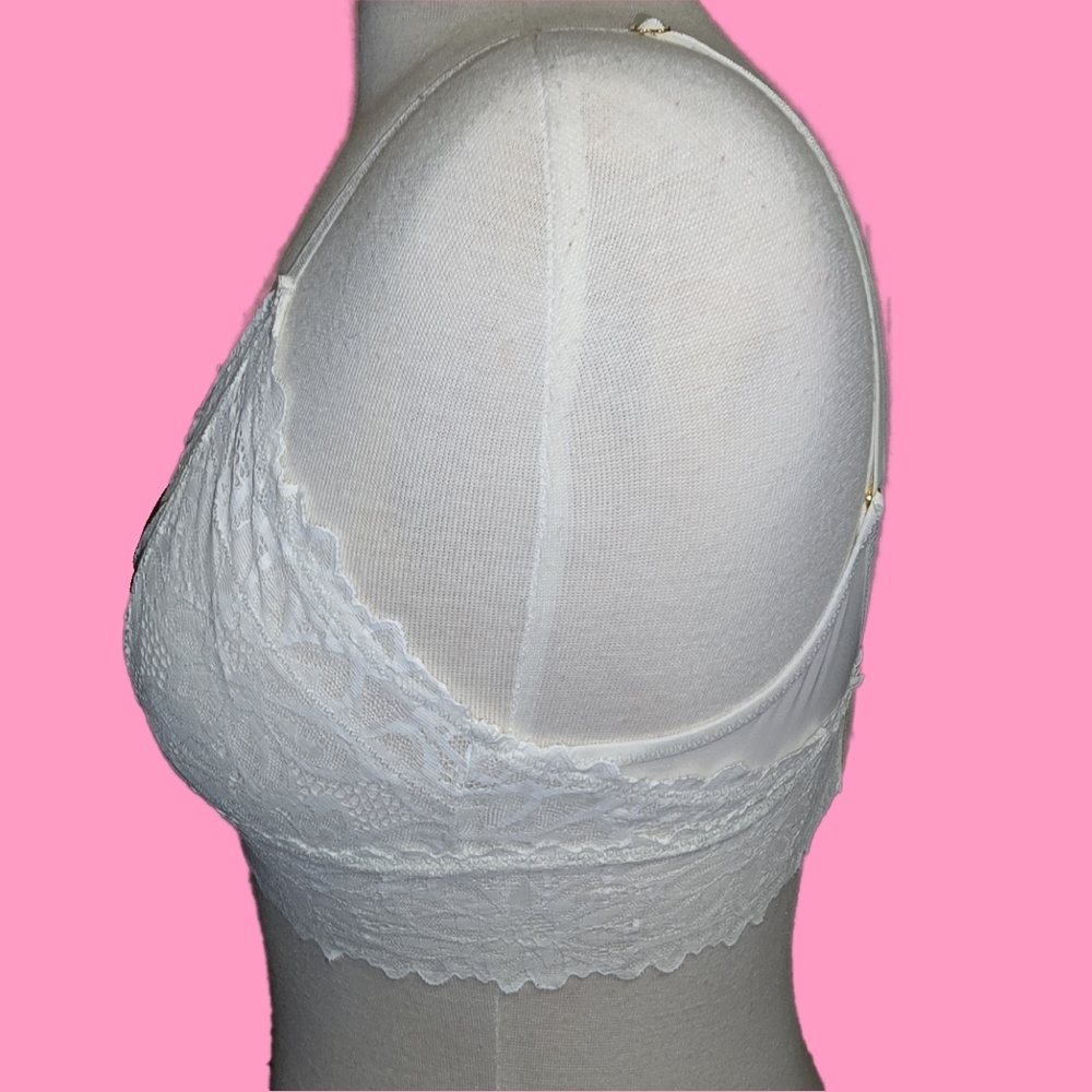 🆕Aerie Real Power Plunge Push Up Unlined Bra in White - Medium - NWT - Picture 4 of 6